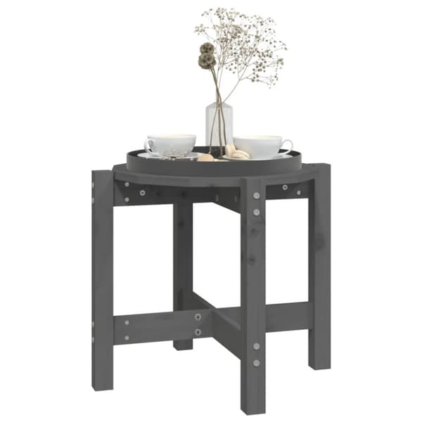 Sohvapöytä harmaa Ø 52,5x45 cm täysi mänty - Sohvapöytä - Sohvapöydät - Home & Living