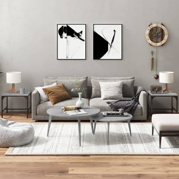 Sivupöydät 2kpl harmaa Sonoma 40x40x35 cm tekninen puu - Sivupöytä - Sivupöydät - Home & Living