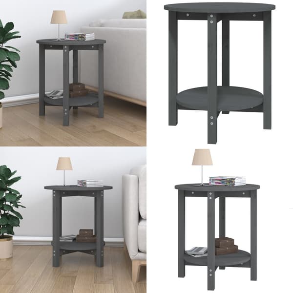 Sofabord Ø 55x60 cm massivt fyrretræ grå - Sofabord - Sofaborde - Home & Living