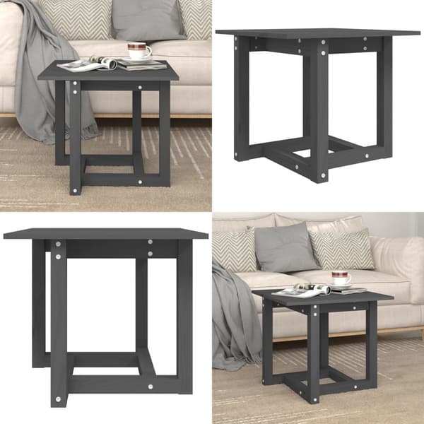 Soffbord grå 50x50x45 cm massiv furu - Soffbord - Små Soffbord - Home & Living