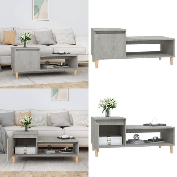 Sofabord 100x50x45 cm konstrueret træ betongrå - Sofabord - Sofaborde - Home & Living