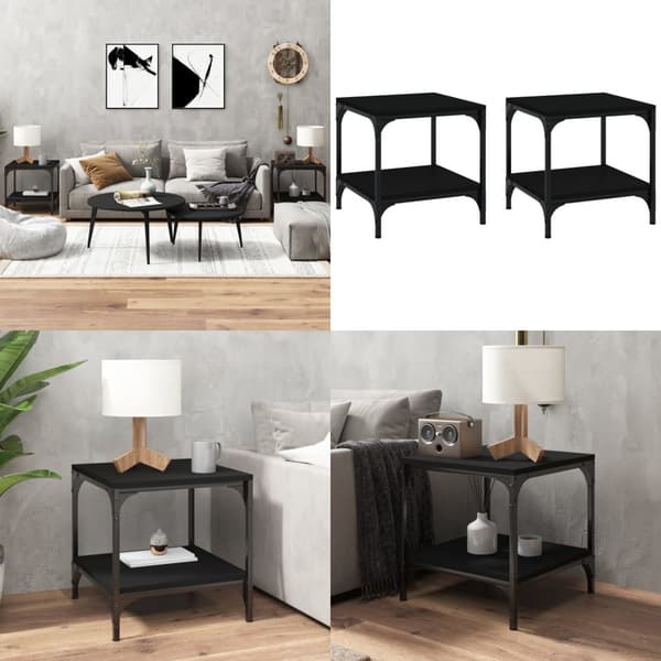 Sideborde 2 stk. 40x40x40 cm konstrueret træ sort - Sidebord - Sideborde - Home & Living