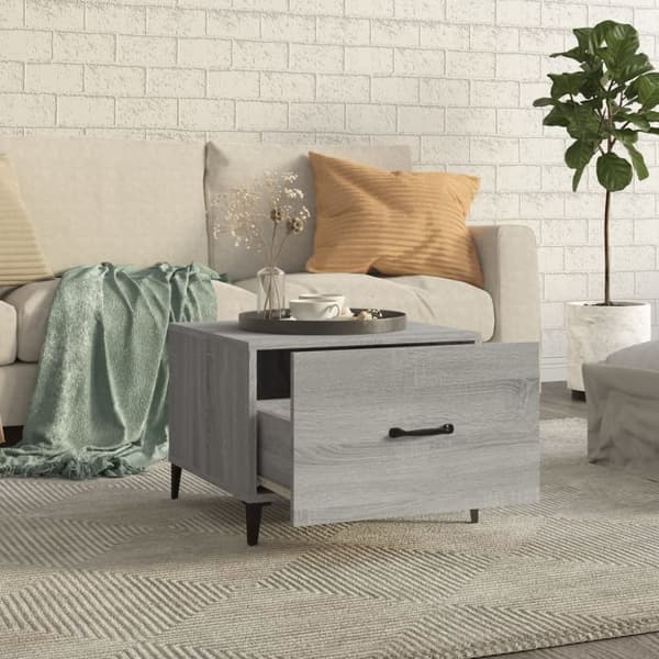Soffbord med metallben 2 st grå sonoma 50x50x40 cm - Soffbord - Sidobord - Home & Living
