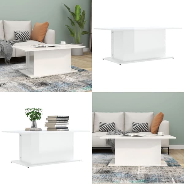Soffbord högglans vit 102x55,5x40 cm spånskiva - Soffbord - Vardagsrumsbord - Home & Living