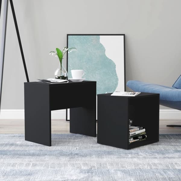 Soffbord set svart 48x30x45 cm konstruerat trä - Satsbord - Sats Bord - Home & Living