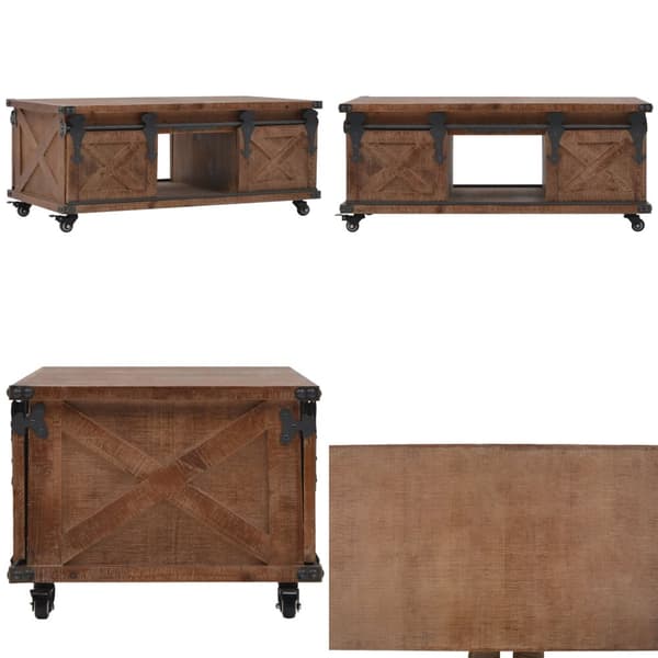 Sofabord i massivt grantræ 91 x 51 x 38 cm brun - Sofabord - Sofaborde - Home & Living