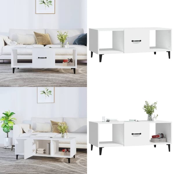 Soffbord vit 102x50x40 cm konstruerat trä - Soffbord - Små Soffbord - Home & Living