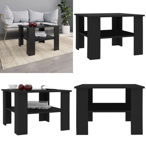 Soffbord svart 60x60x42 cm konstruerat trä - Soffbord - Avlastningsbord - Home & Living