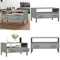 Miniatyrbillede 1 af 9: Sofabord med metalben OSLO 85x50x45 cm massivt træ grå - Sofabord - Sofaborde - Home & Living