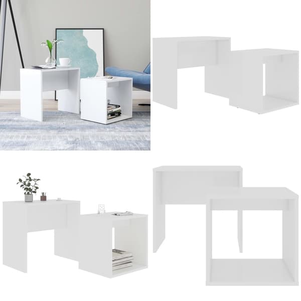 Sofabordssæt 48x30x45 cm konstrueret træ hvid - Sofabord - Sofaborde - Home & Living