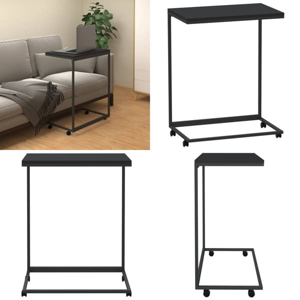 Sidebord med hjul 55x35x70 cm konstrueret træ sort - Sidebord - Sideborde - Home & Living