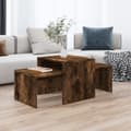 Miniatyrbillede 2 af 8: Sofaborde 3 dele 100x48x40 cm konstrueret træ røget egetræ - Sofabord - Sofaborde - Home & Living