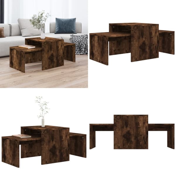 Sofaborde 3 dele 100x48x40 cm konstrueret træ røget egetræ - Sofabord - Sofaborde - Home & Living