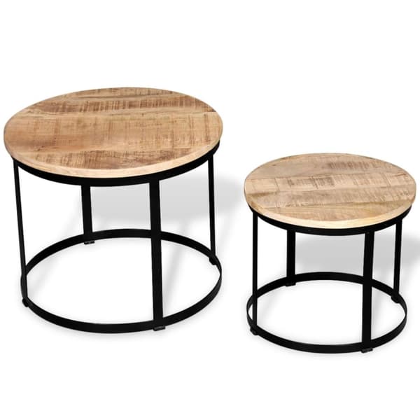 Sofabord i to dele råt mangotræ rundt 40 cm/50 cm - Sofabord - Sofaborde - Home & Living
