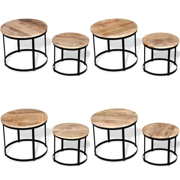 Sofabord i to dele råt mangotræ rundt 40 cm/50 cm - Sofabord - Sofaborde - Home & Living