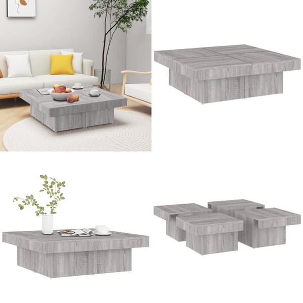 Sohvapöytä harmaa Sonoma 90x90x28 cm tekninen puu - Sohvapöytä - Sohvapöydät - Home & Living