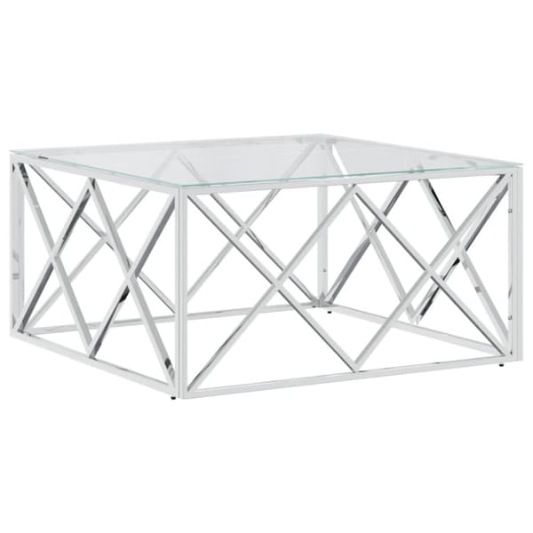 Sofabord 80x80x40 cm rustfrit stål og glas - Sofabord - Sofaborde - Home & Living