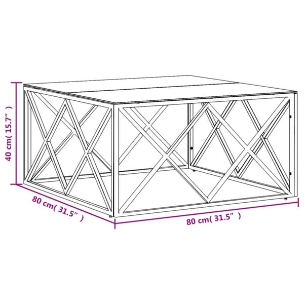 Sofabord 80x80x40 cm rustfrit stål og glas - Sofabord - Sofaborde - Home & Living