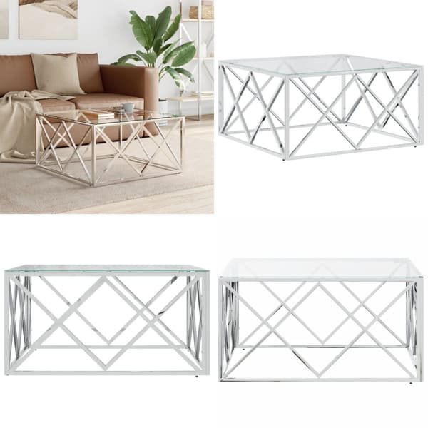 Sofabord 80x80x40 cm rustfrit stål og glas - Sofabord - Sofaborde - Home & Living