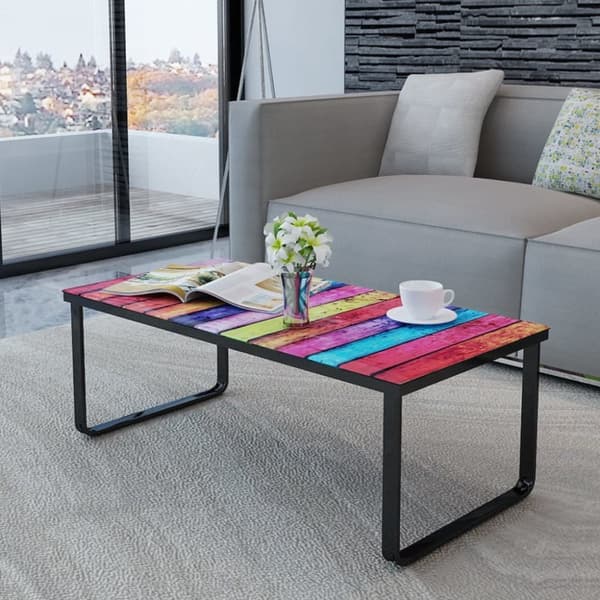 Sofabord med regnbueprint glasbordplade - Sofabord - Sofaborde - Home & Living