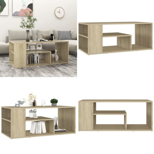 Soffbord sonoma-ek 100x50x40 cm spånskiva - Soffbord - Vardagsrumsbord - Home & Living