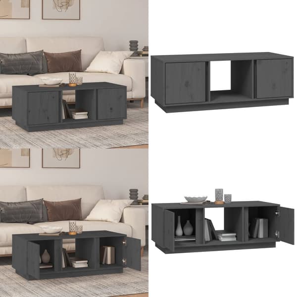 Sofabord 110x50x40 cm massivt fyrretræ grå - Sofabord - Sofaborde - Home & Living