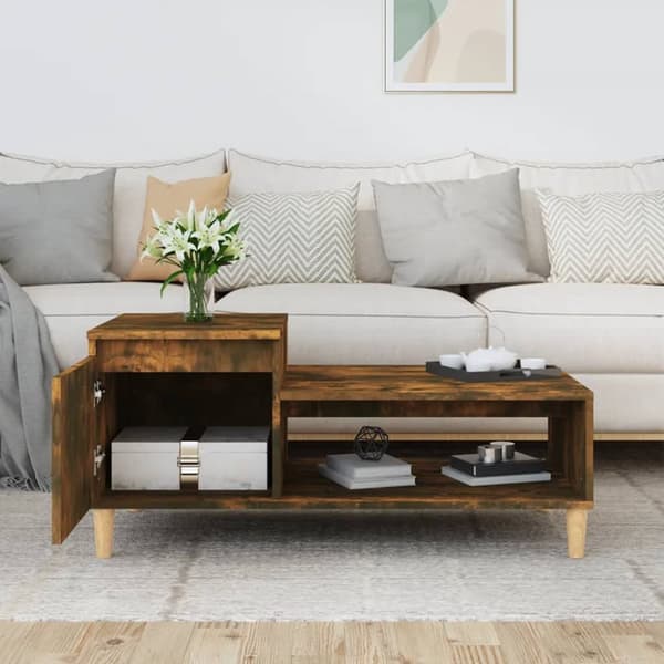 Sofabord 100x50x45 cm konstrueret træ røget egetræsfarve - Sofabord - Sofaborde - Home & Living