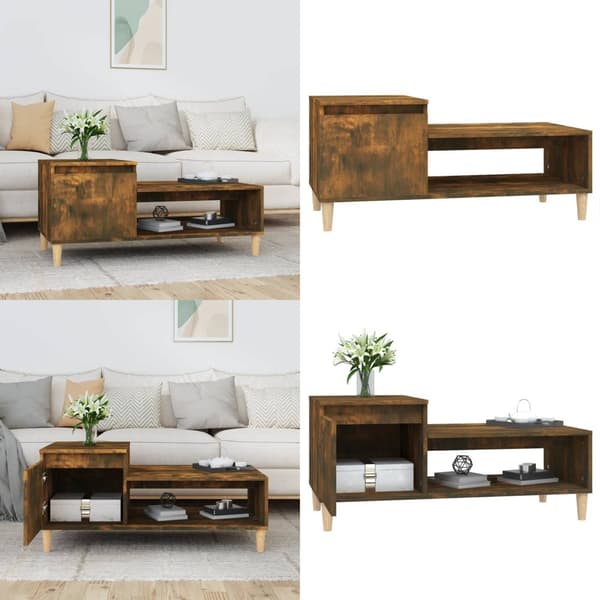 Sofabord 100x50x45 cm konstrueret træ røget egetræsfarve - Sofabord - Sofaborde - Home & Living