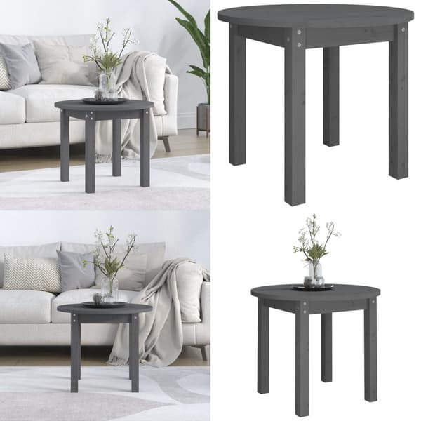 Sofabord Ø 55x45 cm massivt fyrretræ grå - Sofabord - Sofaborde - Home & Living