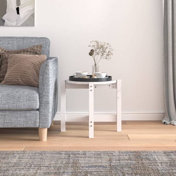 Sofabord Ø 52,5x45 cm massivt fyrretræ hvid - Sofabord - Sofaborde - Home & Living