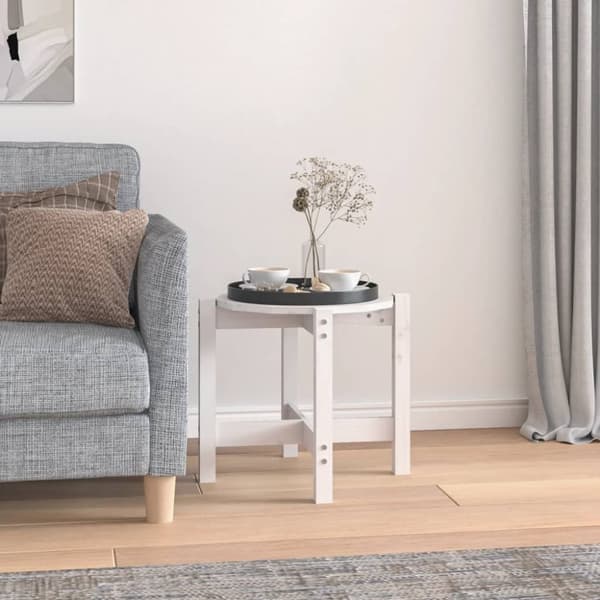 Sofabord Ø 52,5x45 cm massivt fyrretræ hvid - Sofabord - Sofaborde - Home & Living