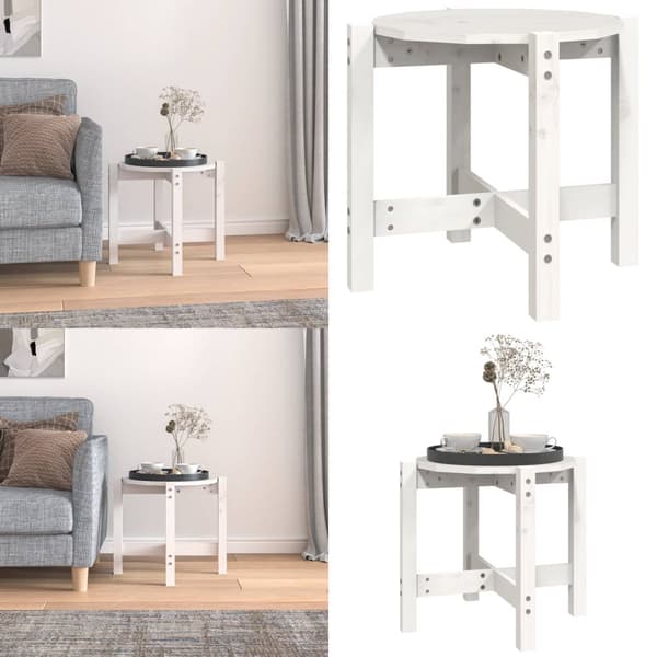 Sofabord Ø 52,5x45 cm massivt fyrretræ hvid - Sofabord - Sofaborde - Home & Living