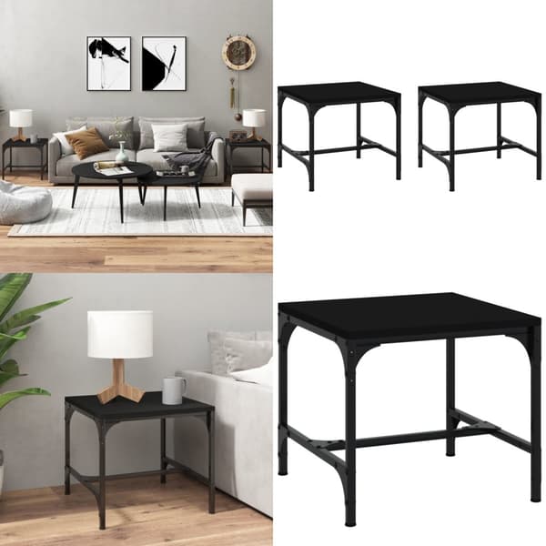 Sideborde 2 stk. 40x40x35 cm konstrueret træ sort - Sidebord - Sideborde - Home & Living
