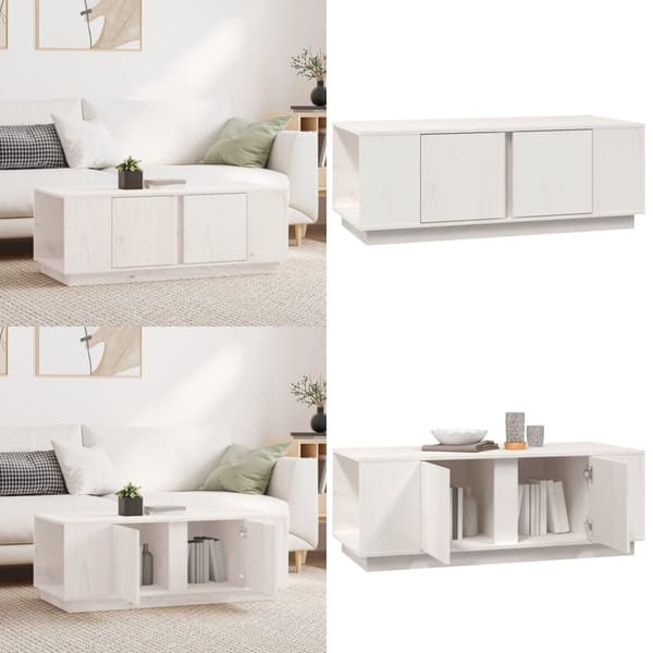 Sofabord 110x50x40 cm massivt fyrretræ hvid - Sofabord - Sofaborde - Home & Living