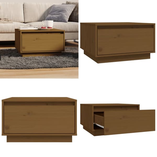 Sofabord 55x56x32 cm massivt fyrretræ gyldenbrun - Sofabord - Sofaborde - Home & Living
