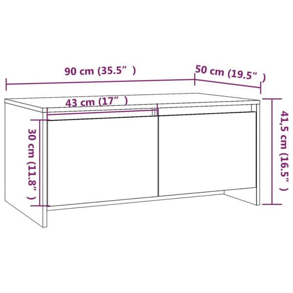 Soffbord rökfärgad ek 90x50x41,5 cm konstruerat trä - Soffbord - Sidobord - Home & Living