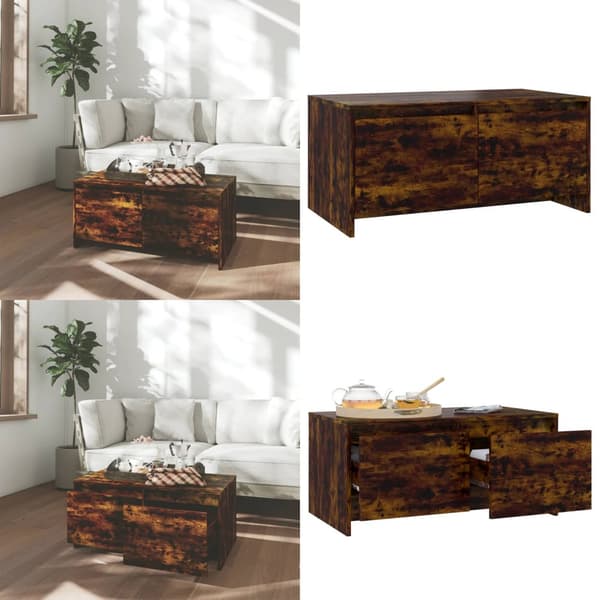 Soffbord rökfärgad ek 90x50x41,5 cm konstruerat trä - Soffbord - Sidobord - Home & Living