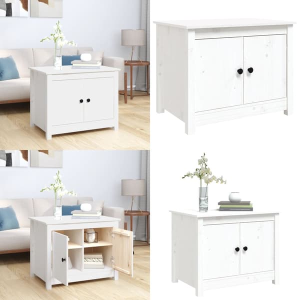 Sofabord 71x49x55 cm massivt fyrretræ hvid - Sofabord - Sofaborde - Home & Living