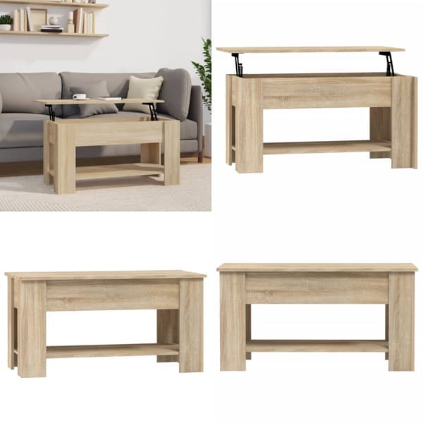 Soffbord sonoma-ek 101x49x52 cm konstruerat trä - Soffbord - Bord - Home & Living