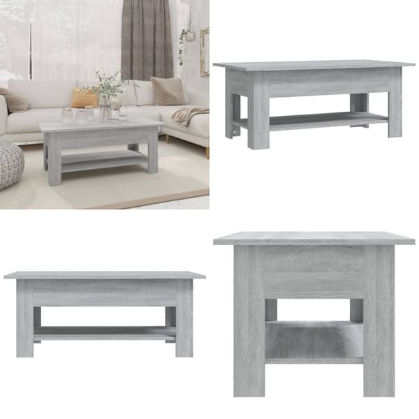 Soffbord grå sonoma-ek 102x55x42 cm spånskiva - Soffbord - Soff Bord - Home & Living