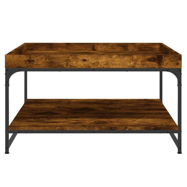 Soffbord rökfärgad ek 80x80x45 cm konstruerat trä och järn - Soffbord - Bord - Home & Living