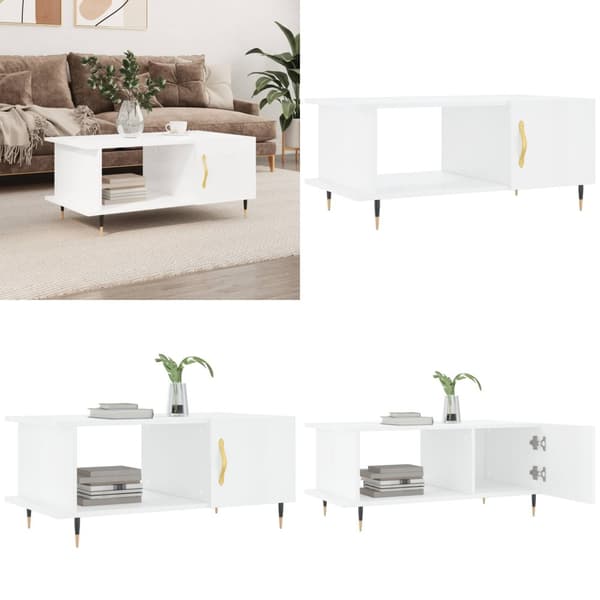 Sofabord 90x50x40 cm konstrueret træ hvid højglans - Sofabord - Sofaborde - Home & Living