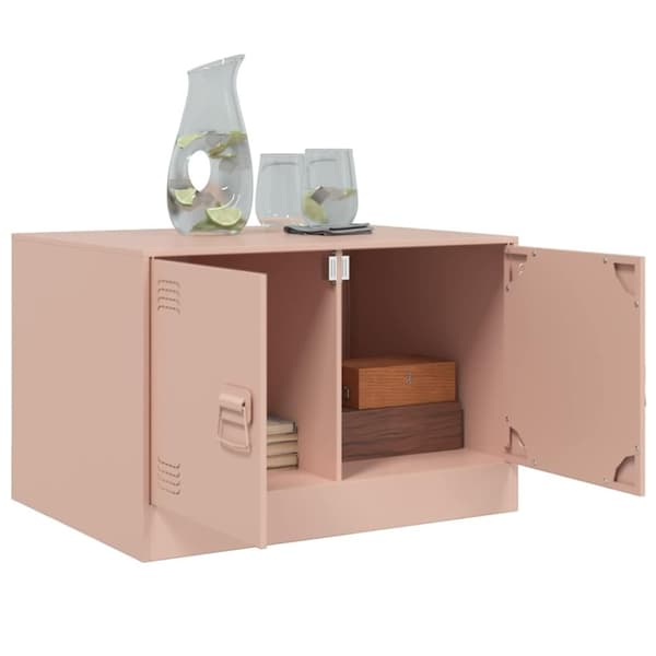vidaXL Soffbord rosa 67x50x44 cm stål