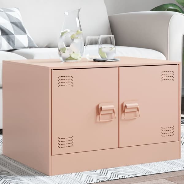 vidaXL Soffbord rosa 67x50x44 cm stål
