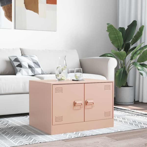 vidaXL Sohvapöytä pinkki 67x50x44 cm teräs