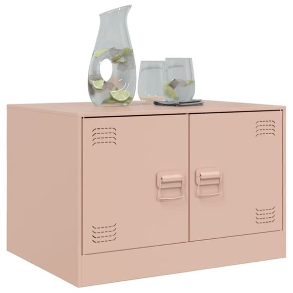 vidaXL Sohvapöytä pinkki 67x50x44 cm teräs
