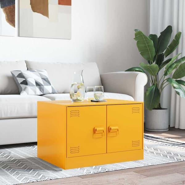 vidaXL sofabord 67x50x44 cm stål sennepsgul