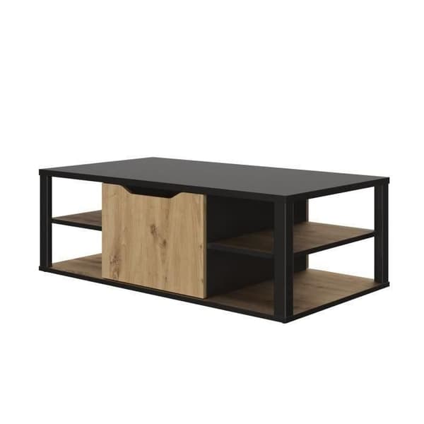 GAMI Soffbord - Svart och Artisan ekdekor - L 110 x H 38 x D 60 cm - DAKOTA