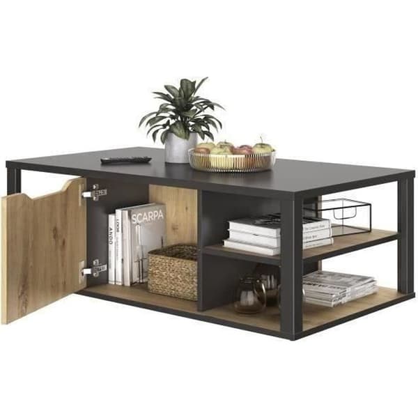 GAMI Soffbord - Svart och Artisan ekdekor - L 110 x H 38 x D 60 cm - DAKOTA