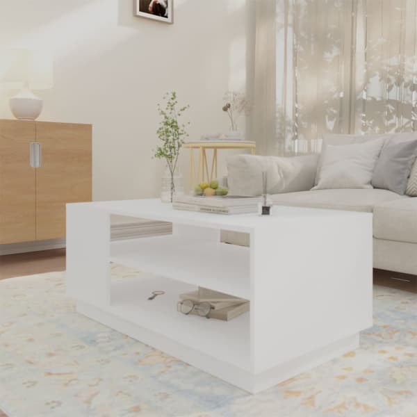 Soffbord vit 102x55x43 cm konstruerat trä